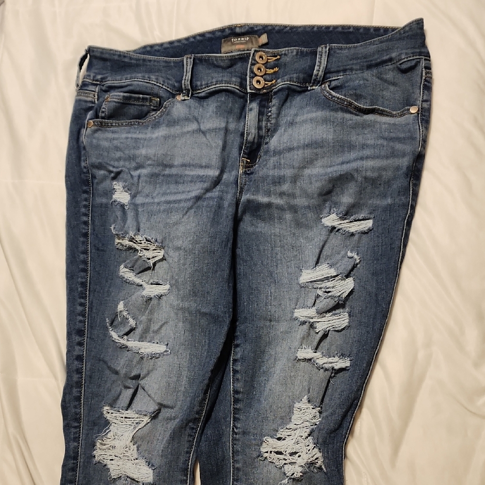 Torrid Women's Distressed Skinny Jeans - Medium Blue